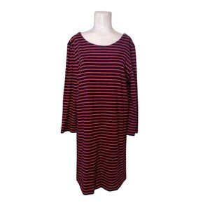 J Crew Ponte Knit Striped Dress Size L Nautical Stretch Comfy Coastal Preppy